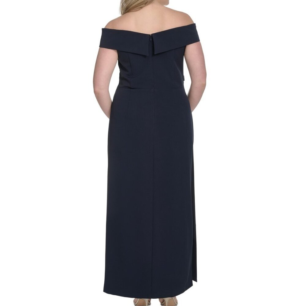 Eliza J Plus Off-the-Shoulder Sweetheart Crepe Gown – Navy NWT Size 14W - Picture 5 of 5